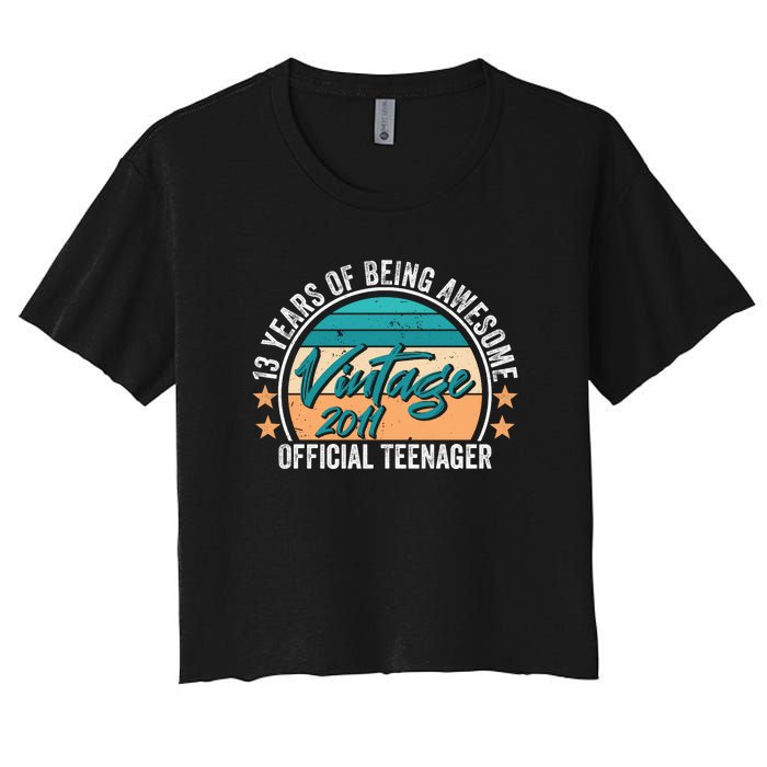 Vintage 2011 OfficialL Teenager 13th Birthday Women's Crop Top Tee