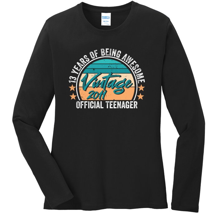 Vintage 2011 OfficialL Teenager 13th Birthday Ladies Long Sleeve Shirt