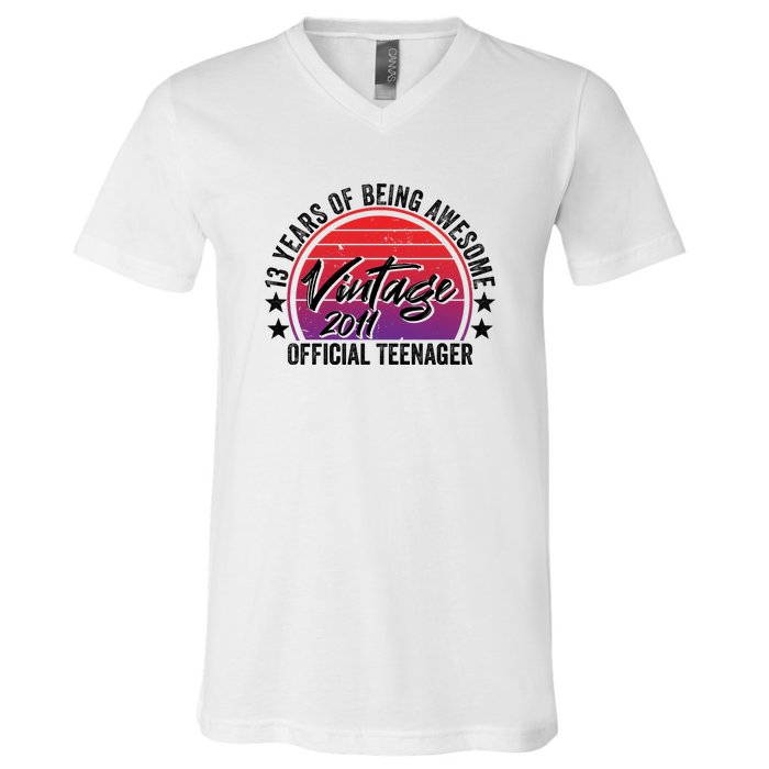 Vintage 2011 OfficialL Teenager 13th Birthday V-Neck T-Shirt