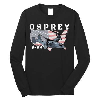 V 22 Osprey Tiltrotor Military Aircraft Helicopter MV 22 Long Sleeve Shirt