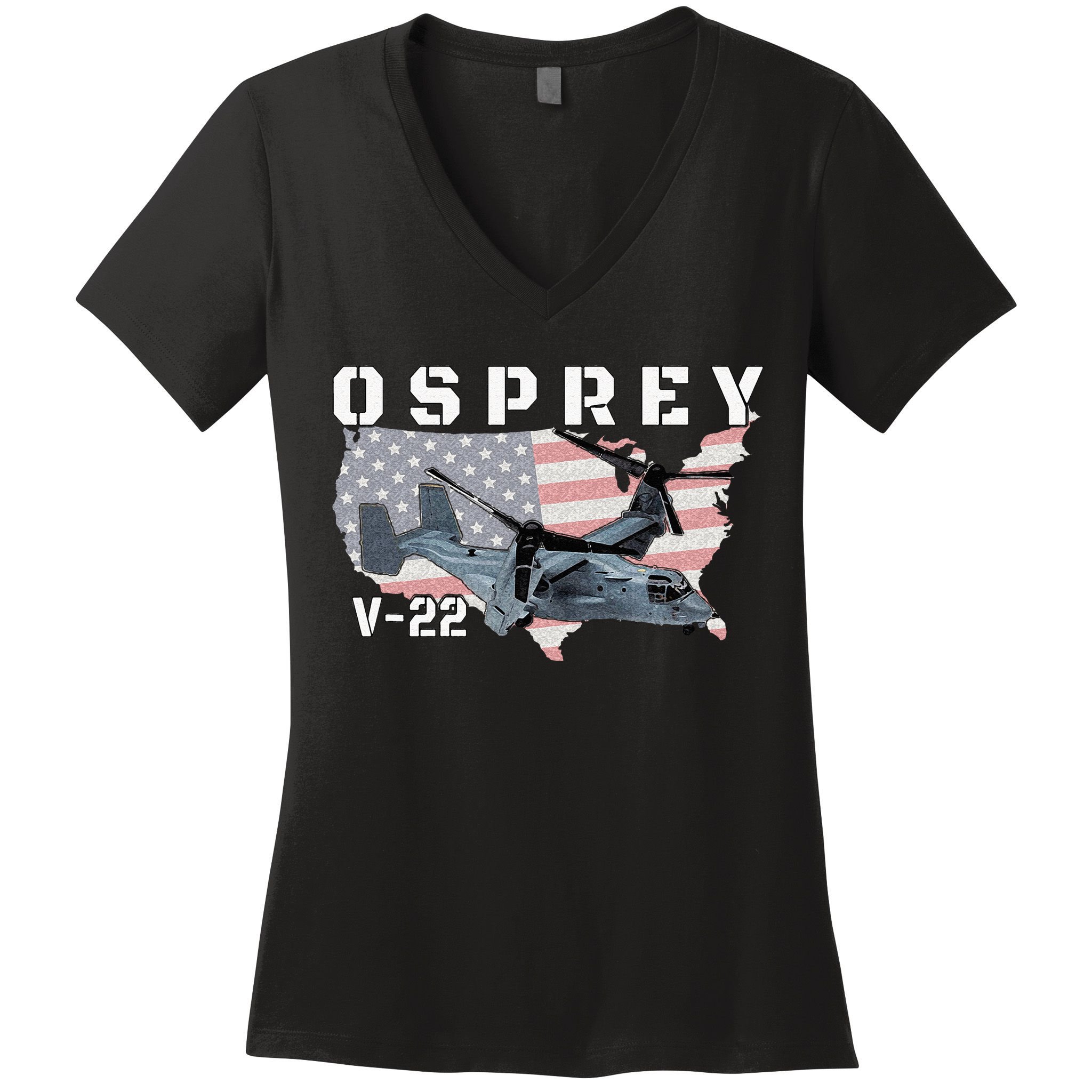 V 22 Osprey Tiltrotor Military Aircraft Helicopter MV 22 Women's V-Neck T-Shirt