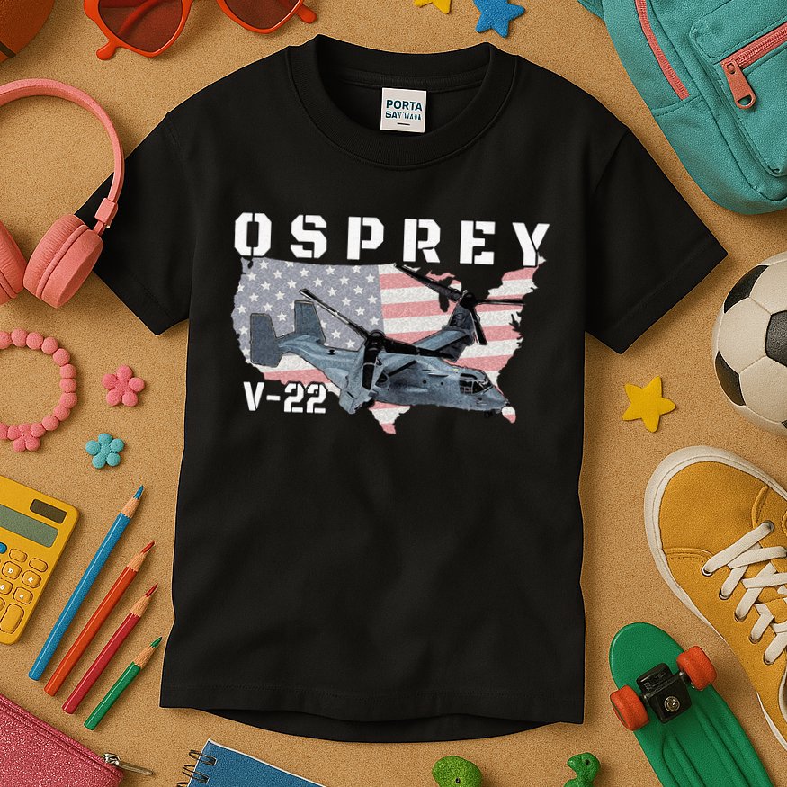 V 22 Osprey Tiltrotor Military Aircraft Helicopter MV 22 Kids T-Shirt