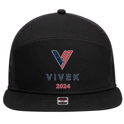 Vivek 2024 Pocket Print Logo 7 Panel Mesh Trucker Snapback Hat