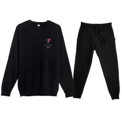 Vivek 2024 Pocket Print Logo Premium Crewneck Sweatsuit Set