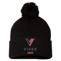 Vivek 2024 Pocket Print Logo Pom Pom 12in Knit Beanie