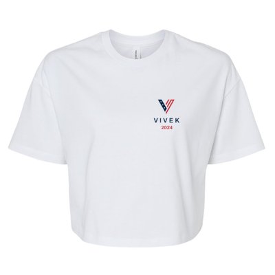 Vivek 2024 Pocket Print Logo Bella+Canvas Jersey Crop Tee