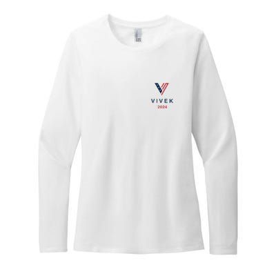 Vivek 2024 Pocket Print Logo Womens CVC Long Sleeve Shirt