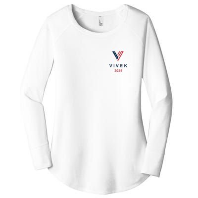 Vivek 2024 Pocket Print Logo Women's Perfect Tri Tunic Long Sleeve Shirt