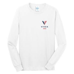 Vivek 2024 Pocket Print Logo Tall Long Sleeve T-Shirt