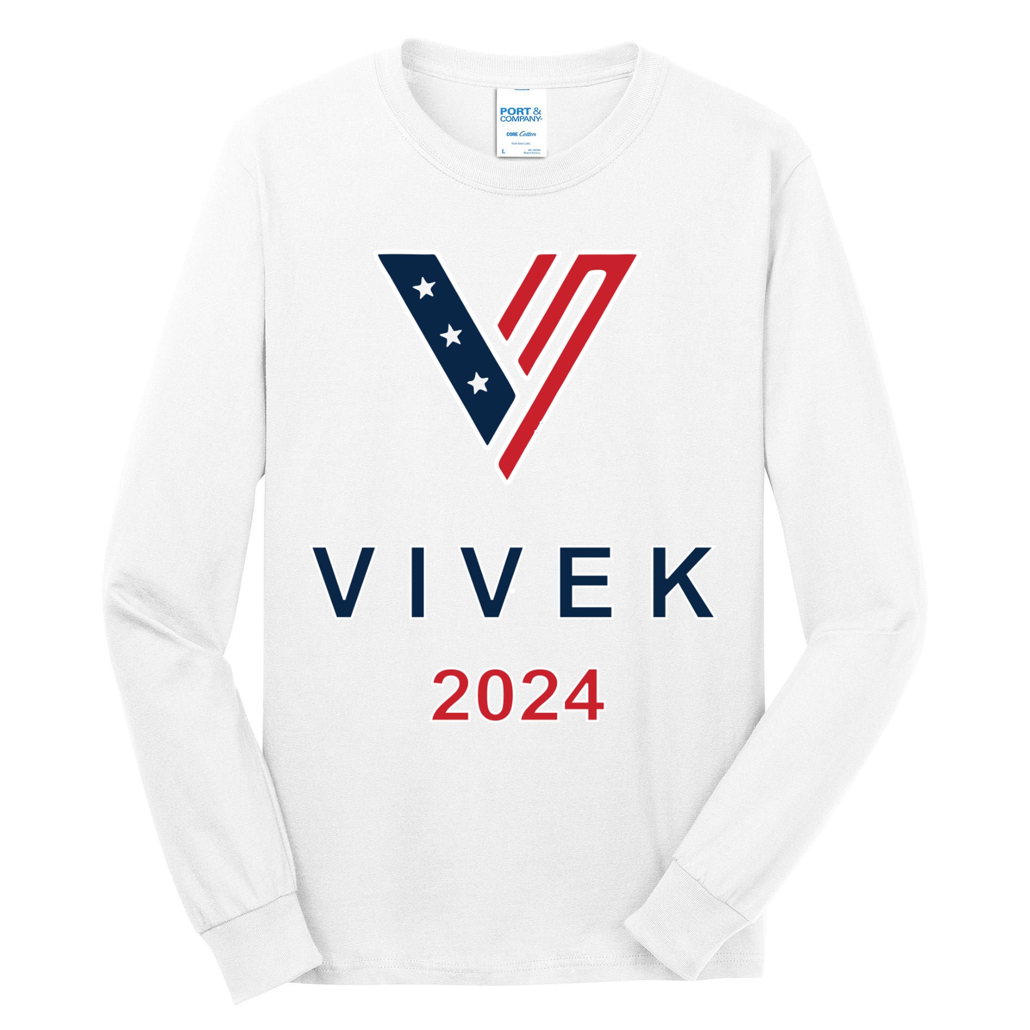 Vivek 2024 Pocket Print Logo Tall Long Sleeve T-Shirt