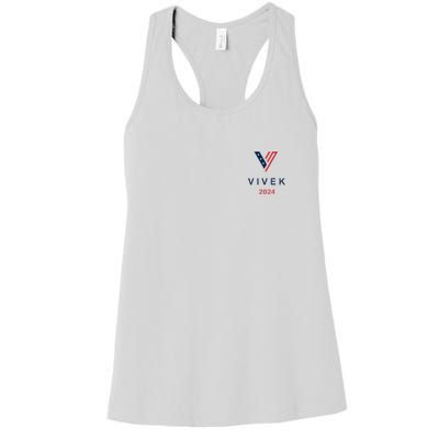 Vivek 2024 Pocket Print Logo Women's Racerback Tank