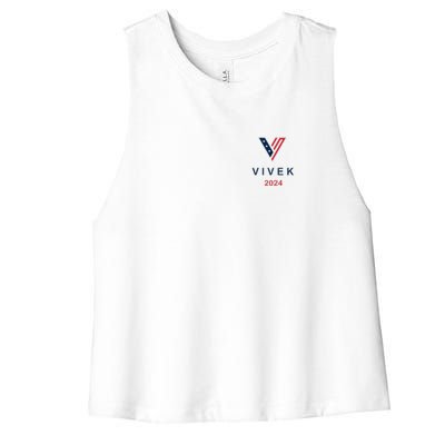 Vivek 2024 Pocket Print Logo Women's Racerback Cropped Tank