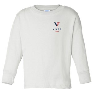 Vivek 2024 Pocket Print Logo Toddler Long Sleeve Shirt