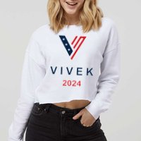 Vivek 2024 Pocket Print Logo Cropped Pullover Crew