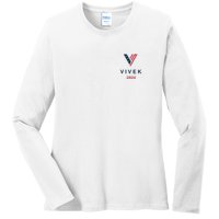 Vivek 2024 Pocket Print Logo Ladies Long Sleeve Shirt