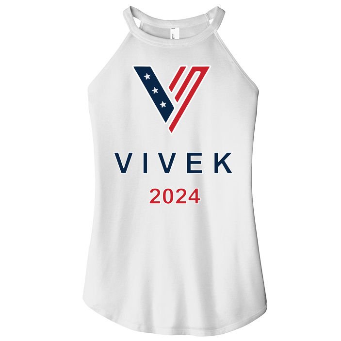 Vivek 2024 Pocket Print Logo Women's Perfect Tri Rocker Tank