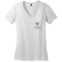 Vivek 2024 Pocket Print Logo Women's V-Neck T-Shirt