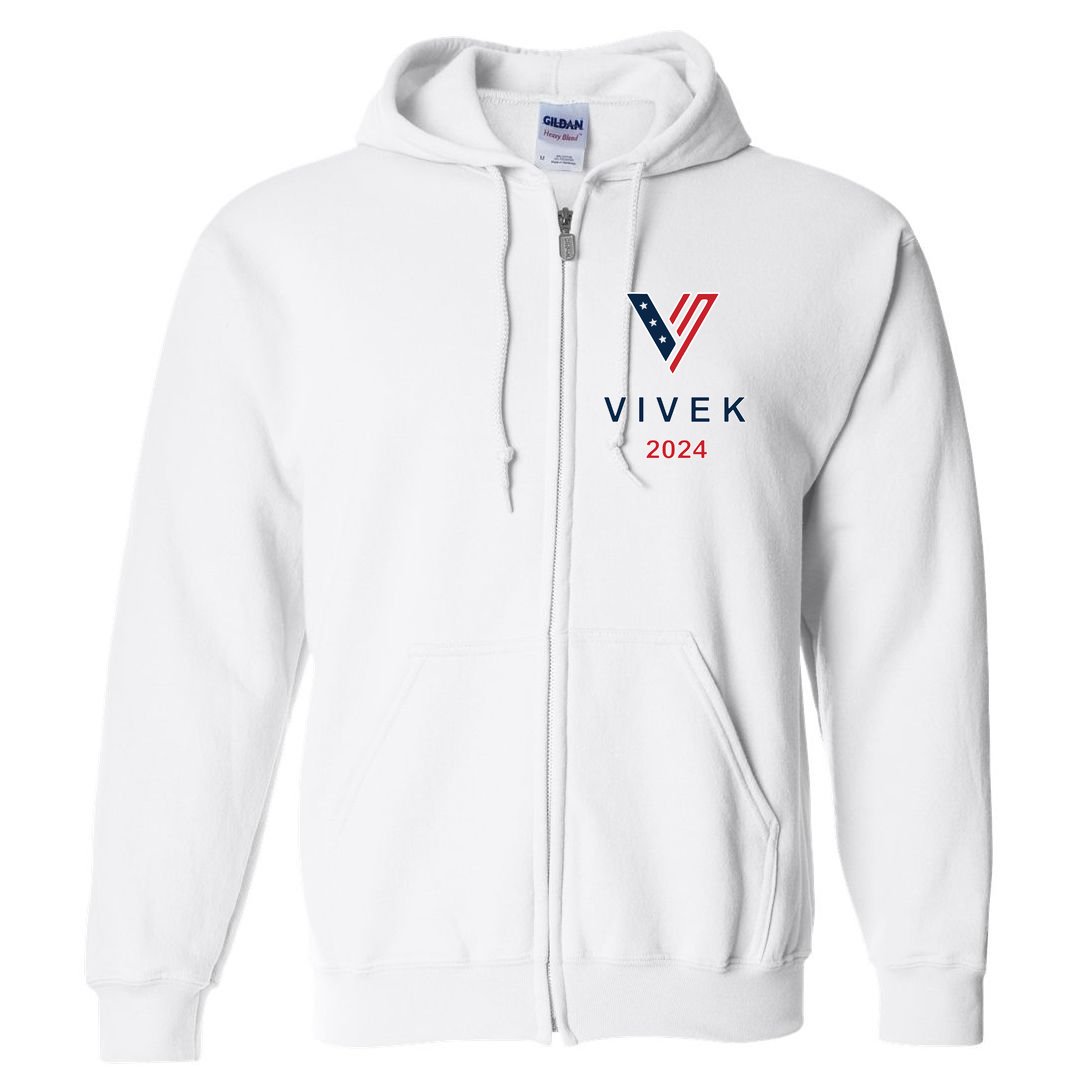 Vivek 2024 Pocket Print Logo Full Zip Hoodie