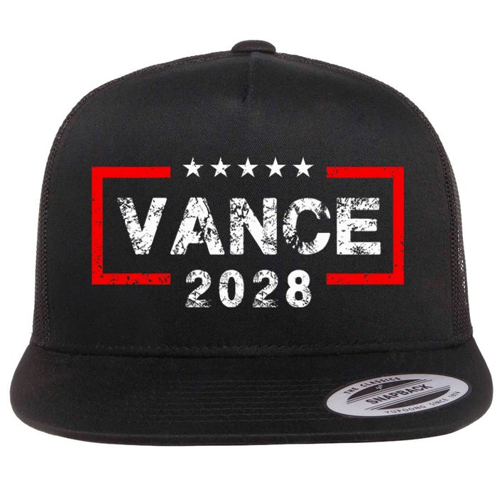 Vance 2028 President Election Campaign Us Flag Vintage Flat Bill Trucker Hat