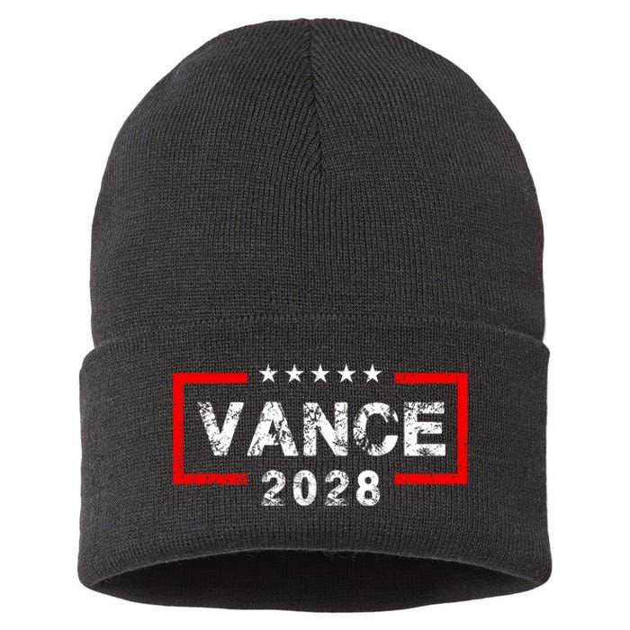 Vance 2028 President Election Campaign Us Flag Vintage Sustainable Knit Beanie