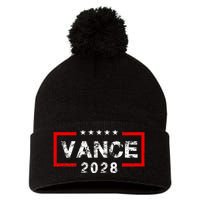 Vance 2028 President Election Campaign Us Flag Vintage Pom Pom 12in Knit Beanie