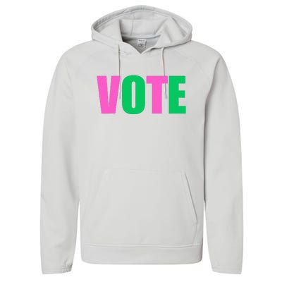 Vote 2024 Sorority Sorors Vote And Green Paraphernalia Performance Fleece Hoodie