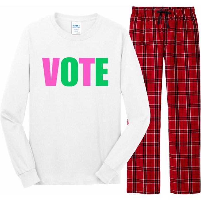 Vote 2024 Sorority Sorors Vote And Green Paraphernalia Long Sleeve Pajama Set