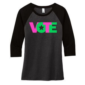 Vote 2024 Sorority Sorors Paraphernalia Vote Women's Tri-Blend 3/4-Sleeve Raglan Shirt