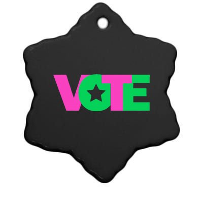 Vote 2024 Sorority Sorors And Green Paraphernalia Vote Ceramic Star Ornament