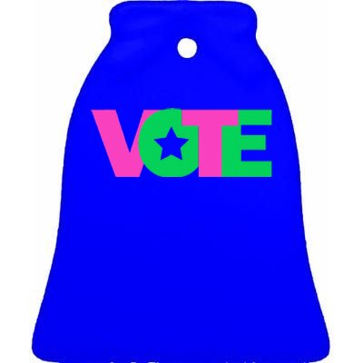 Vote 2024 Sorority Sorors And Green Paraphernalia Vote Ceramic Bell Ornament