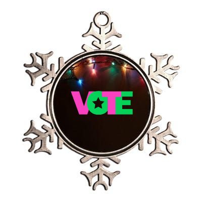 Vote 2024 Sorority Sorors And Green Paraphernalia Vote Metallic Star Ornament