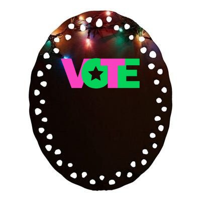 Vote 2024 Sorority Sorors And Green Paraphernalia Vote Ceramic Oval Ornament