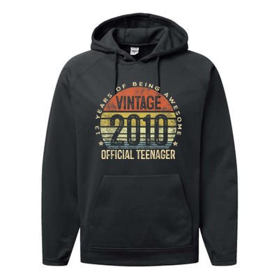 Vintage 2010 Teenager 13th Birthday Gifts 13 Yr Old Performance Fleece Hoodie