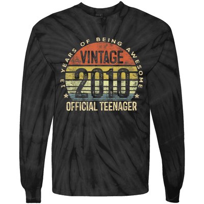 Vintage 2010 Teenager 13th Birthday Gifts 13 Yr Old Tie-Dye Long Sleeve Shirt