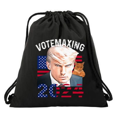 Votemaxing 2024 Trump Mewing Looksmaxxing Drawstring Bag