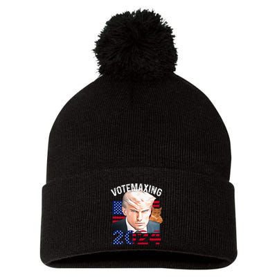 Votemaxing 2024 Trump Mewing Looksmaxxing Pom Pom 12in Knit Beanie