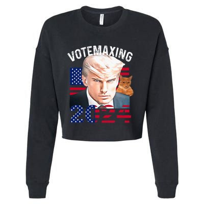 Votemaxing 2024 Trump Mewing Looksmaxxing Cropped Pullover Crew