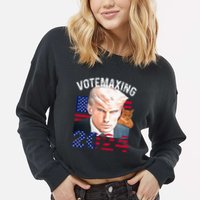 Votemaxing 2024 Trump Mewing Looksmaxxing Cropped Pullover Crew