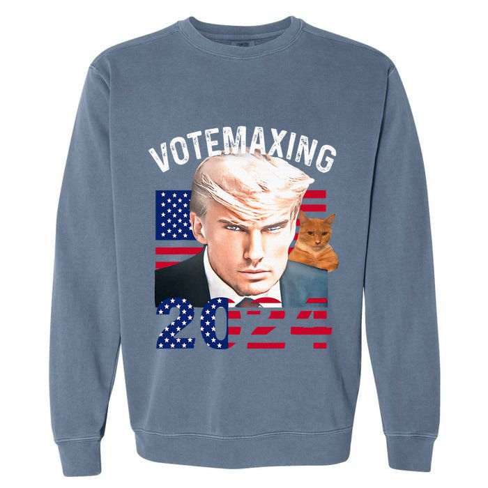 Votemaxing 2024 Trump Mewing Looksmaxxing Garment-Dyed Sweatshirt