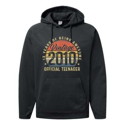 Vintage 2010 Teenager 13th Birthday Gifts 13 Yr Old Performance Fleece Hoodie