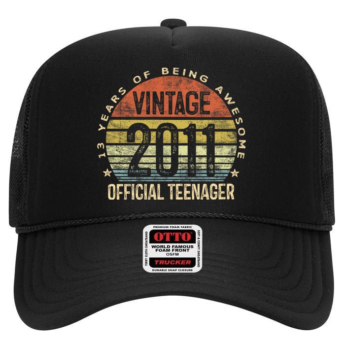 Vintage 2011 Teenager 13th Birthday Gifts 13 Yr Old High Crown Mesh Back Trucker Hat