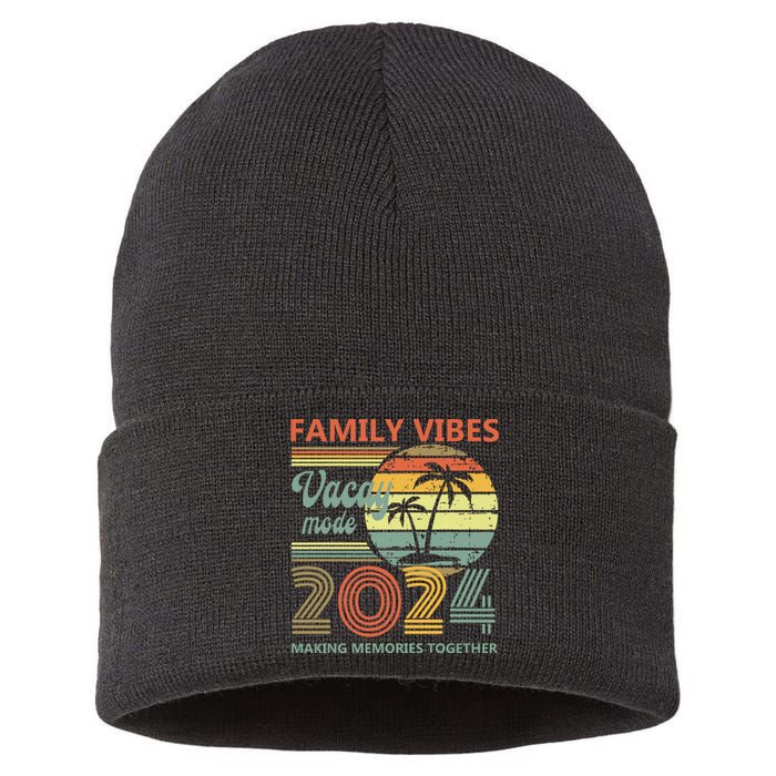 Vintage 2024 Vacation Family Vibes Making Memories Together Sustainable Knit Beanie