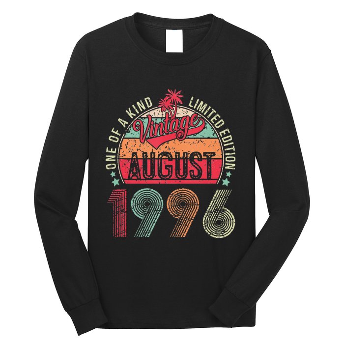 Vintage 27 Years Old August 1996 27th Birthday Long Sleeve Shirt