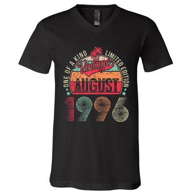 Vintage 27 Years Old August 1996 27th Birthday V-Neck T-Shirt