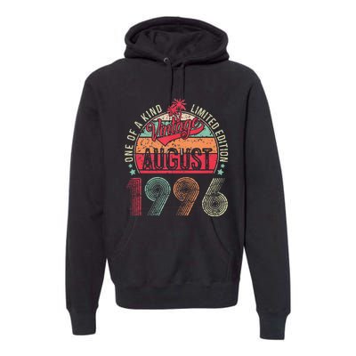 Vintage 27 Years Old August 1996 27th Birthday Premium Hoodie