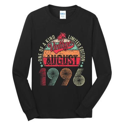 Vintage 27 Years Old August 1996 27th Birthday Tall Long Sleeve T-Shirt