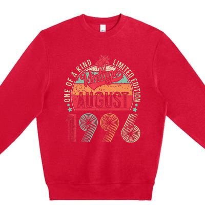 Vintage 27 Years Old August 1996 27th Birthday Premium Crewneck Sweatshirt