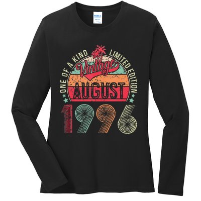 Vintage 27 Years Old August 1996 27th Birthday Ladies Long Sleeve Shirt