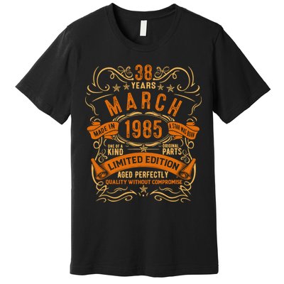 Vintage 38th Birthday March 1985 Birthday Premium T-Shirt
