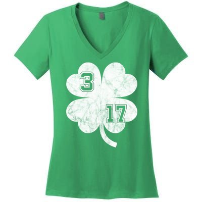 Vintage 317 Irish Clover Women's V-Neck T-Shirt